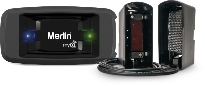 myQ Gate Connectivity Kit includes HPS15 Reflector Safety Beams and M828AU myQ Gateway